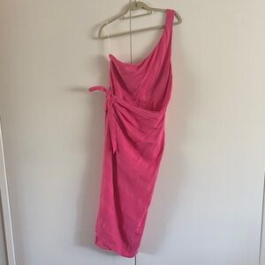 Free People Vibrant Pink One-Shoulder Dress